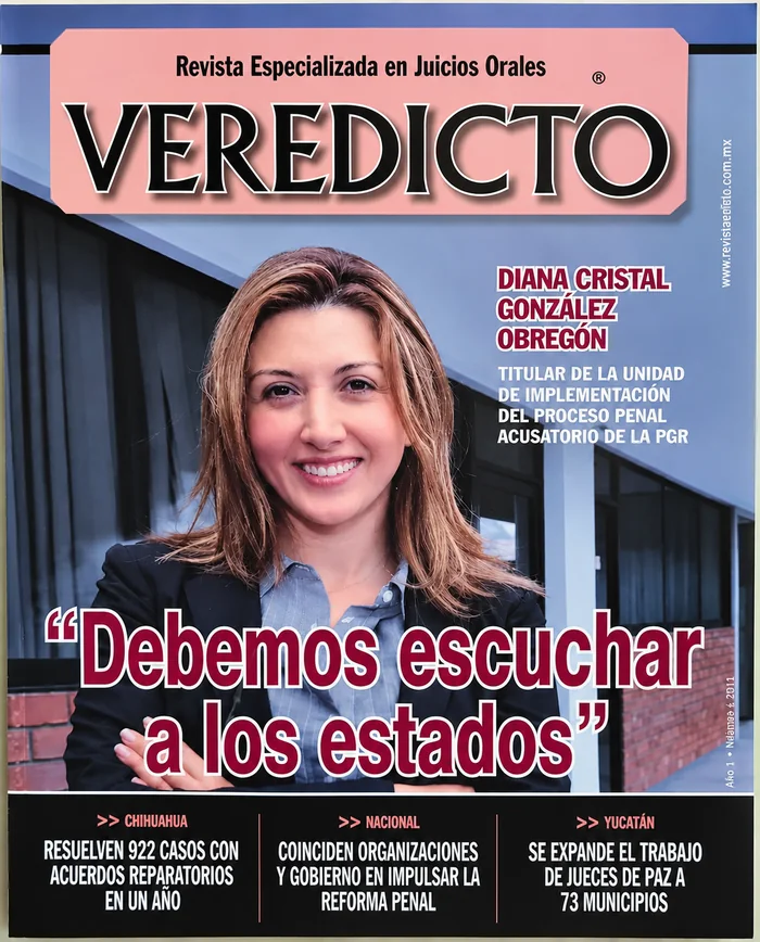 Portada de la revista Veredicto con la Dra. Diana Cristal González Obregón